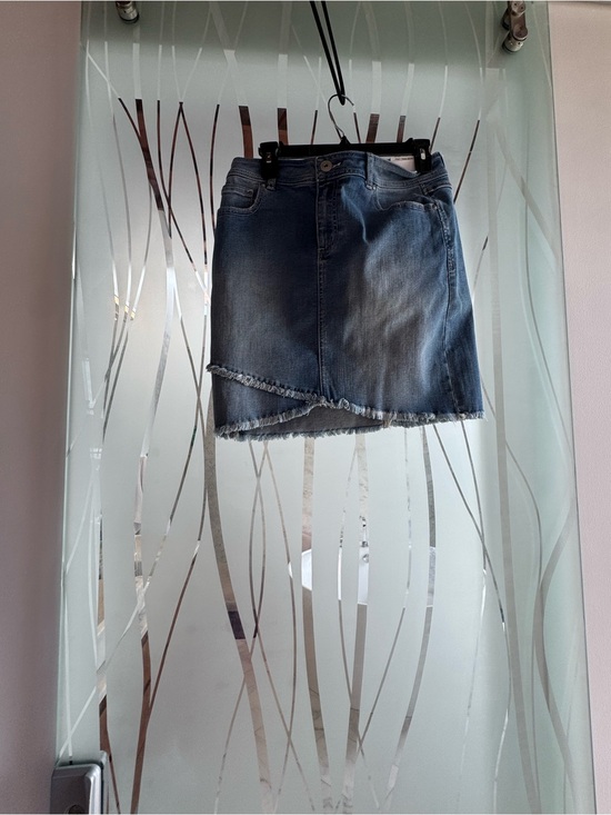 INC International Concepts Dresses & Skirts - INC International Concepts Distressed Asymmetrical Denim Mini Skirt - Blue